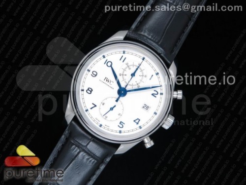 ZF공장 IWC 포르투기저 크로노 클래식 _ 가죽 Portugieser Chrono Classic 42 IW390302 ZF 1_1 Best Edition White Dial Blue Markers on Black Leather Strap A7750