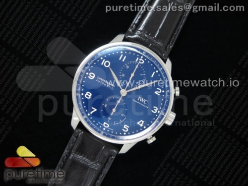 ZF공장 IWC 포르투기저 크로노그래프 150주년 블루다이얼 가죽 _ Portugieser Chronograph Edition “150 Years” IW371601 ZF 11 Best Edition Blue Dial on Black Leather Strap A7750 (Slim Movement)