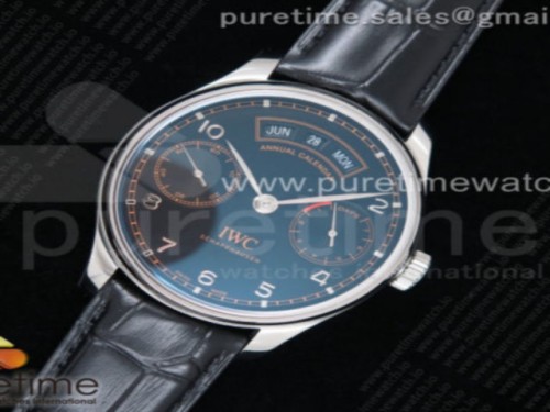 ZF공장 IWC포르투기저 애뉴얼캘린더 파워리저브 블랙다이얼 가죽 _ Portuguese Real PR Real Annual Calendar Edition “Pisa” ZF 11 Best Edition Black Dial on Black Leather Strap A52850