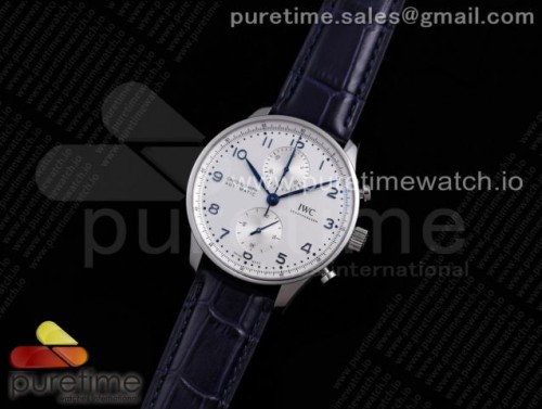 ZF공장 V3 IWC IW3716 포루트기저 화이트다이얼 블루핸즈 가죽 _ Portuguese Chrono IW371605 ZF 11 Best Edition White Dial on Black Leather Strap A69355