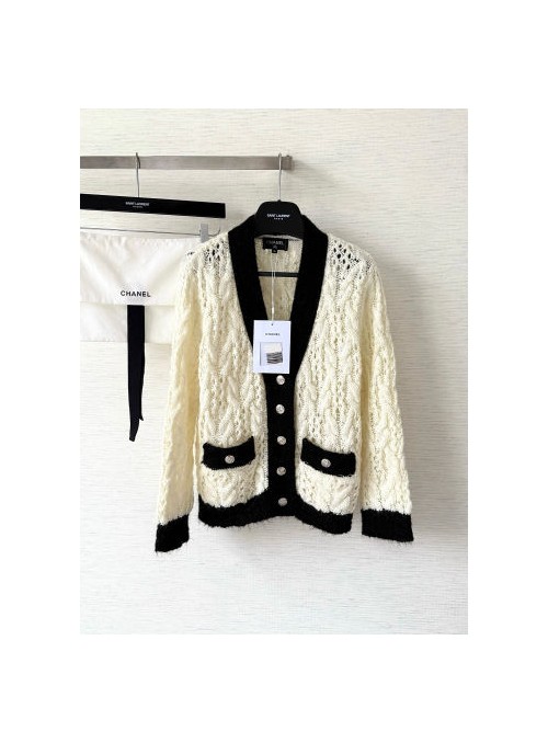 (AR 공장) 샤넬 25FW 소프트 루즈 콘트라스트 컬러 카디건 스웨터 니트 재킷