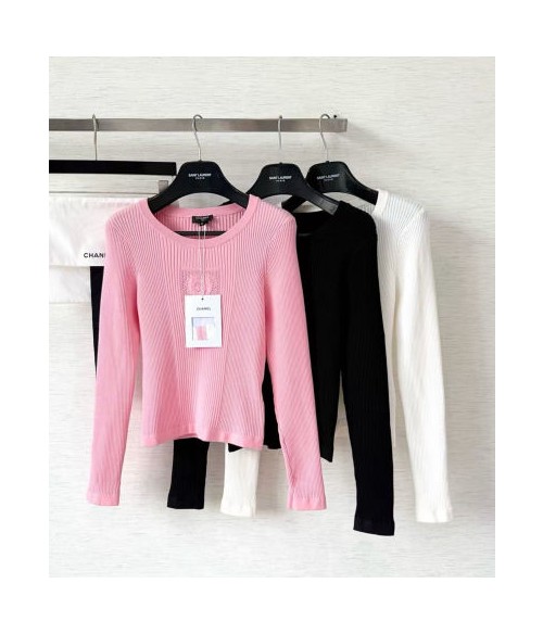 (AR 공장) 샤넬 25FW 하트 자수 여성 니트 탑 긴팔
