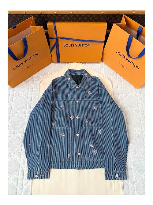 (AR 공장) 루이비통 25FW 버티컬 라인스톤 데님 재킷