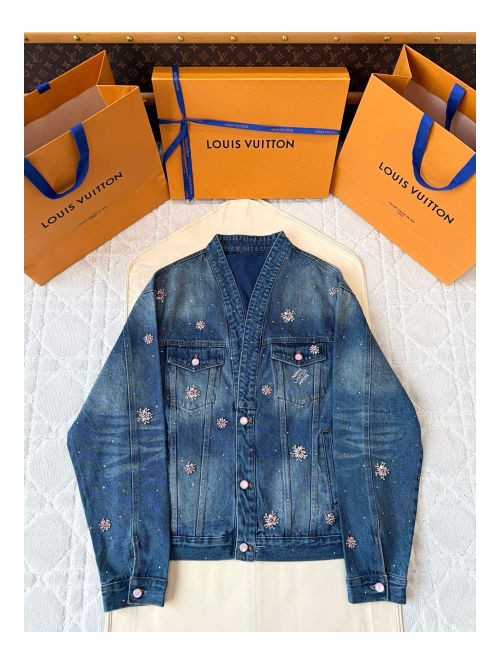 (AR 공장) 루이비통 25FW 핸드소딩 다이아몬드 칼라리스 데님 재킷