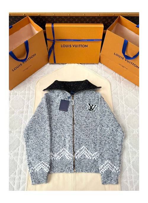 (AR 공장) 루이비통 x Nogo3.0 조인트 25FW 커스텀 다이 니트 그레이 테디 재킷