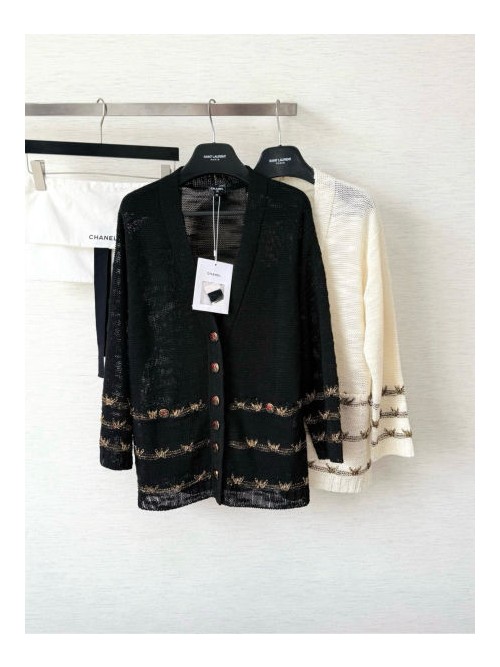 (AR 공장) 샤넬 25B 골드 스레드 니트 롱슬리브 가디건 재킷(2color)