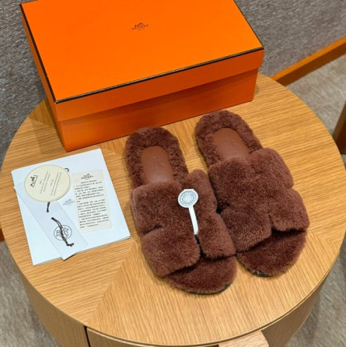 (찡댄공장) 에르메스 이즈미르 양털 남성 슬리퍼(2color)